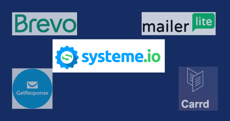 A collection of the best free marketing funnel builder logos and interfaces for 2026, featuring Systeme.io, MailerLite, and other top-rated tools.